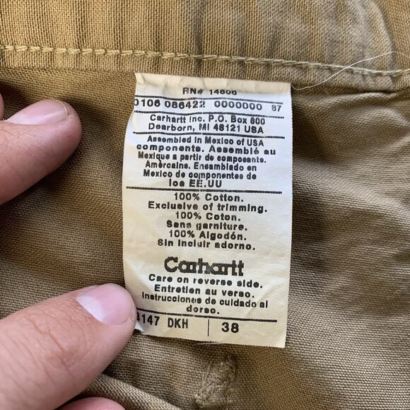 Vintage Carhartt Shorts Mens 38 Brown B147 DKH Utility Carpenter Work Cotton - Picture 11 of 16
